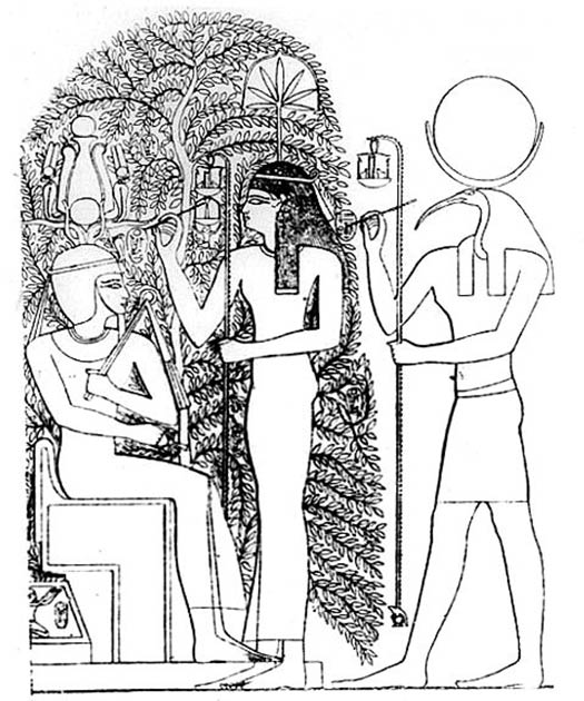 The name of the new Pharaoh is written on the leaves of the sacred Ished tree of Heliopolis by the gods Seshat and Thoth during the coronation. From the Ramasseum, mortuary temple of Ramses II. (Public domain)