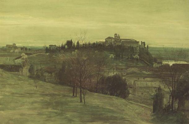The Aventine as seen from the Palantine, by Walter T Crane. (Public domain)