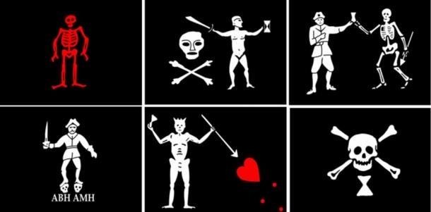 Different flag designs used by pirates over the centuries