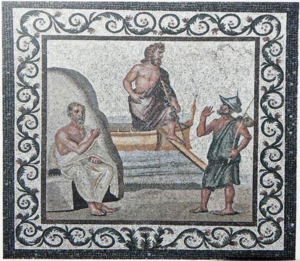 Asclepius acquired the reputation of being “one who could charm back the dead man.” Could this be due to the covert use of anesthetic drugs at the Asclepian centers? In the image, a mosaic depicting Asclepius in the center and being greeted by Hippocrates on the left. (Tedmek / CC BY-SA 3.0)