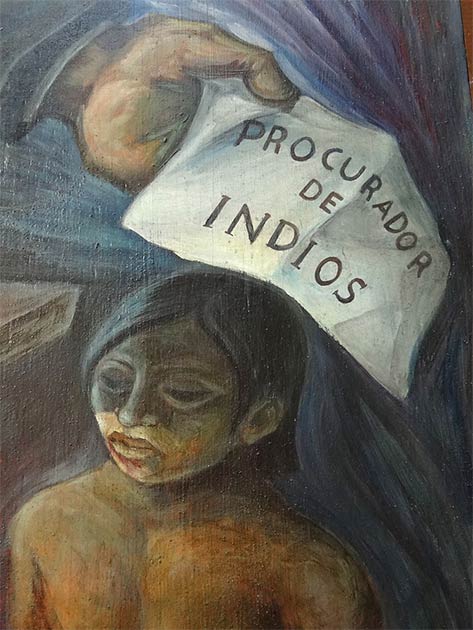Detail from mural showing the procurer of indigenous slaves at the Municipal Council Building in Valladolid, Yucatan. (Adam Jones, Ph.D. / CC BY-SA 3.0)