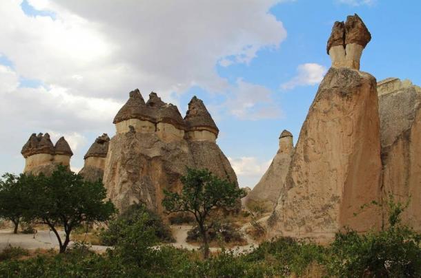 Volcanic tuff stone rocks in Pasabag in Cappadocia, Turkey