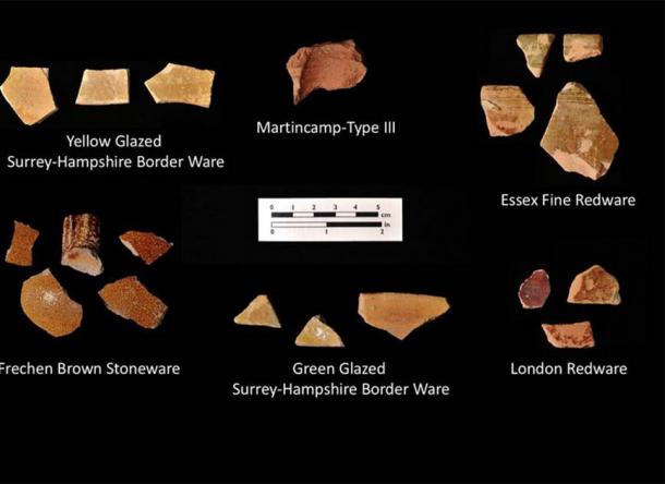 Fragments of early English pottery that were found in Bertie County, Virginia by archaeologists working with the First Colony Foundation, which are the primary evidence for the latest Roanoke colony theory. (First Colony Foundation)