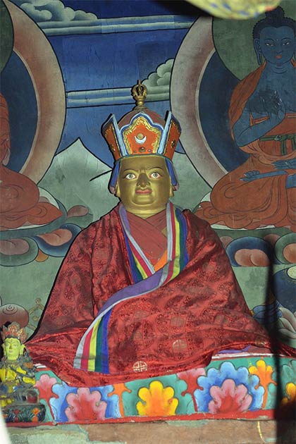 Statue of the Bhutanese Saint Pema Lingpa, who made the Burning Lake a sacred site, in a temple in Tsakaling Gewog, Bhutan. (Christopher J. Fynn / CC BY-SA 3.0)