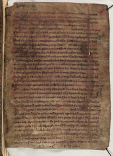 A page from a skin manuscript of Landnámabók, a primary source on the settlement of Iceland.