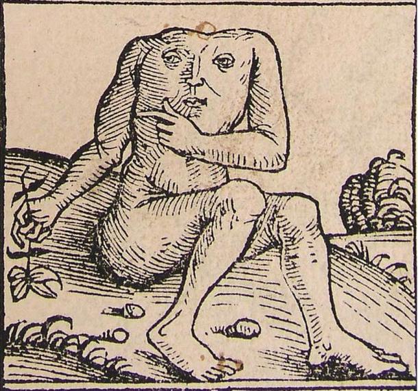 A Blemmyae from the Nuremberg Chronicle, 1493.