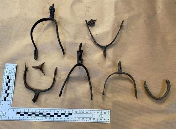 Ancient horse stirrups were also found among the illegal historical artifacts found in the suspect’s home in Poland. (KPP Wadowicach)