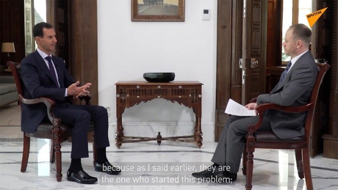 President Bashar Assad interview with Russian Sputnik