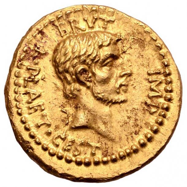 The front of the coin is a portrait of Marcus Junius Brutus, Caesar’s chief assassin. (Numismatic Guaranty Corporation)