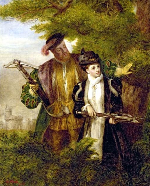 King Henry and Anne Boleyn deer hunting in Windsor Forest. (Public Domain)