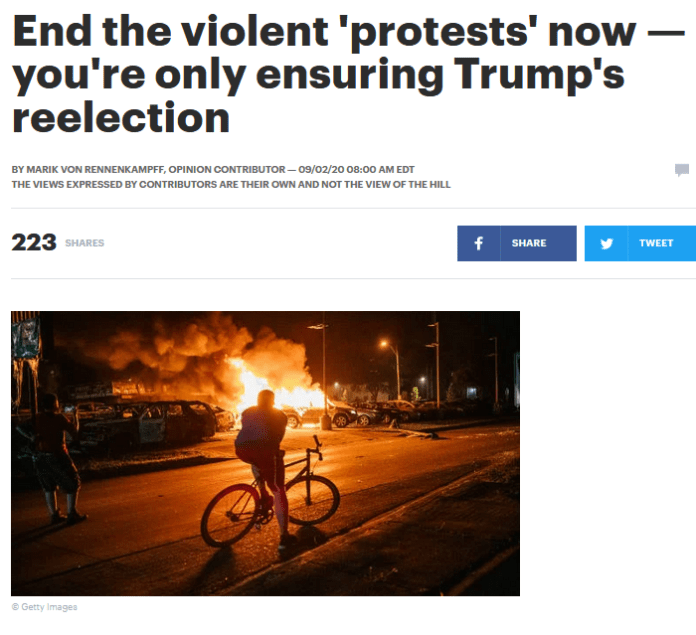 The Hill: End the violent 'protests' now — you're only ensuring Trump's reelection
