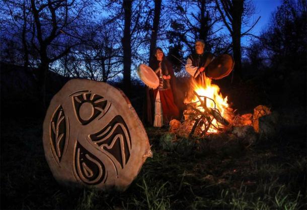After a decade of bad luck, an Irish farmer contacted University College Cork to ask for help. Their advice was to employ the services of druids Jan and Karren Tetteroo, seen here. (Valerie O’Sullivan / Grove of Anu)