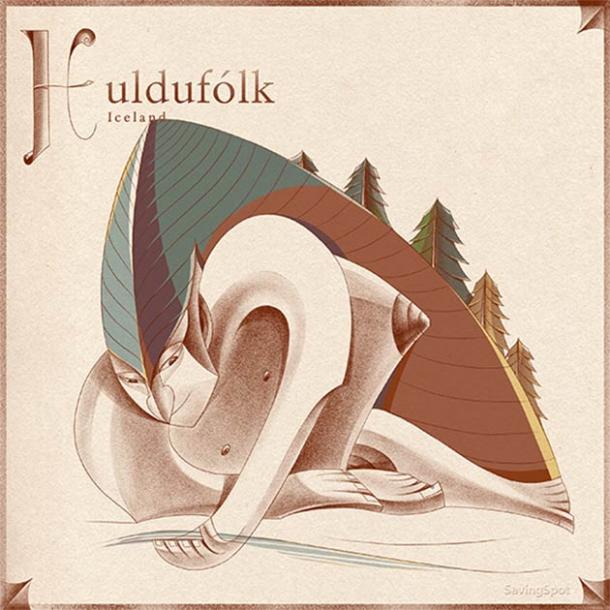 Illustration of Iceland’s Huldufólk. (Laimute Varkalaite/SavingSpot)