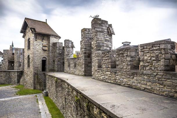 The walkways and walls of Gravensteen Castle in Ghent, Belgium (Sergey Kelin / Adobe Stock)