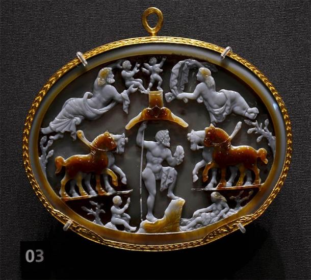 A cameo showing Poseidon as the gymnasiarch of the Isthmian Games as the god of horses. (Vassil / CC0)