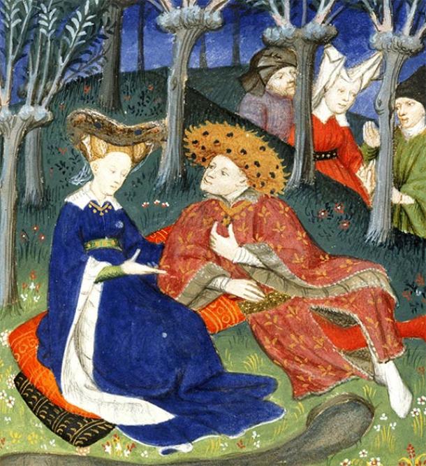 Medieval duke and ladies in a garden. (British Library / CC0)