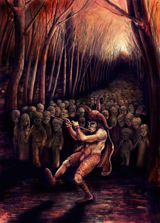 One of the darker themed representations of the Pied Piper of Hamelin