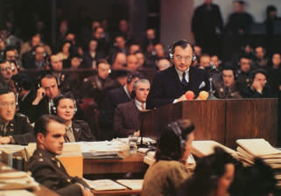 US Prosecutor Robert H.Jackson speaks at the Nuremberg Trials (Wikimedia Commons/Ray D'Addario)