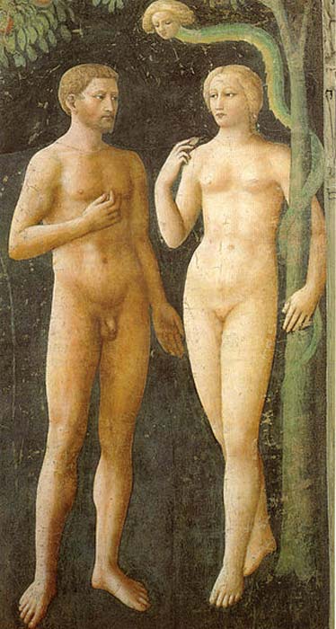 ‘Adam and Eve’ (1425) fresco by Masolino da Panicale.