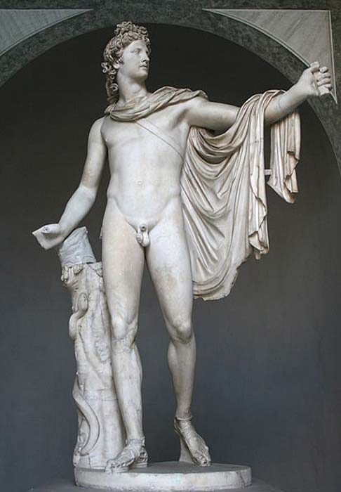 Apollo Belvedere. Roman copy after a Greek bronze original of 330–320 BC. attributed to Leochares. Found in the late 15th century.