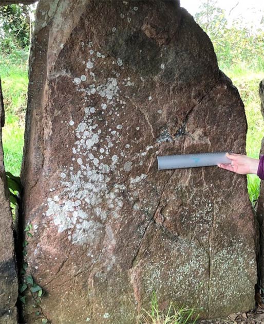 Members of the Société Jersiaise on Jersey were shocked to discover that vandals have drilled into one of the supporting stones of the famous 6,000-year-old dolmen of Faldouet. (La Société Jersiaise)