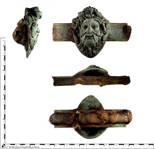 Copper alloy Roman furniture fitting with god Oceanus found in Old Basing, Hampshire. (British Museum / PAS)
