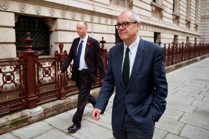 Britain's Chief Medical Officer Chris Whitty and Chief Scientific Adviser Sir Patrick Vallance