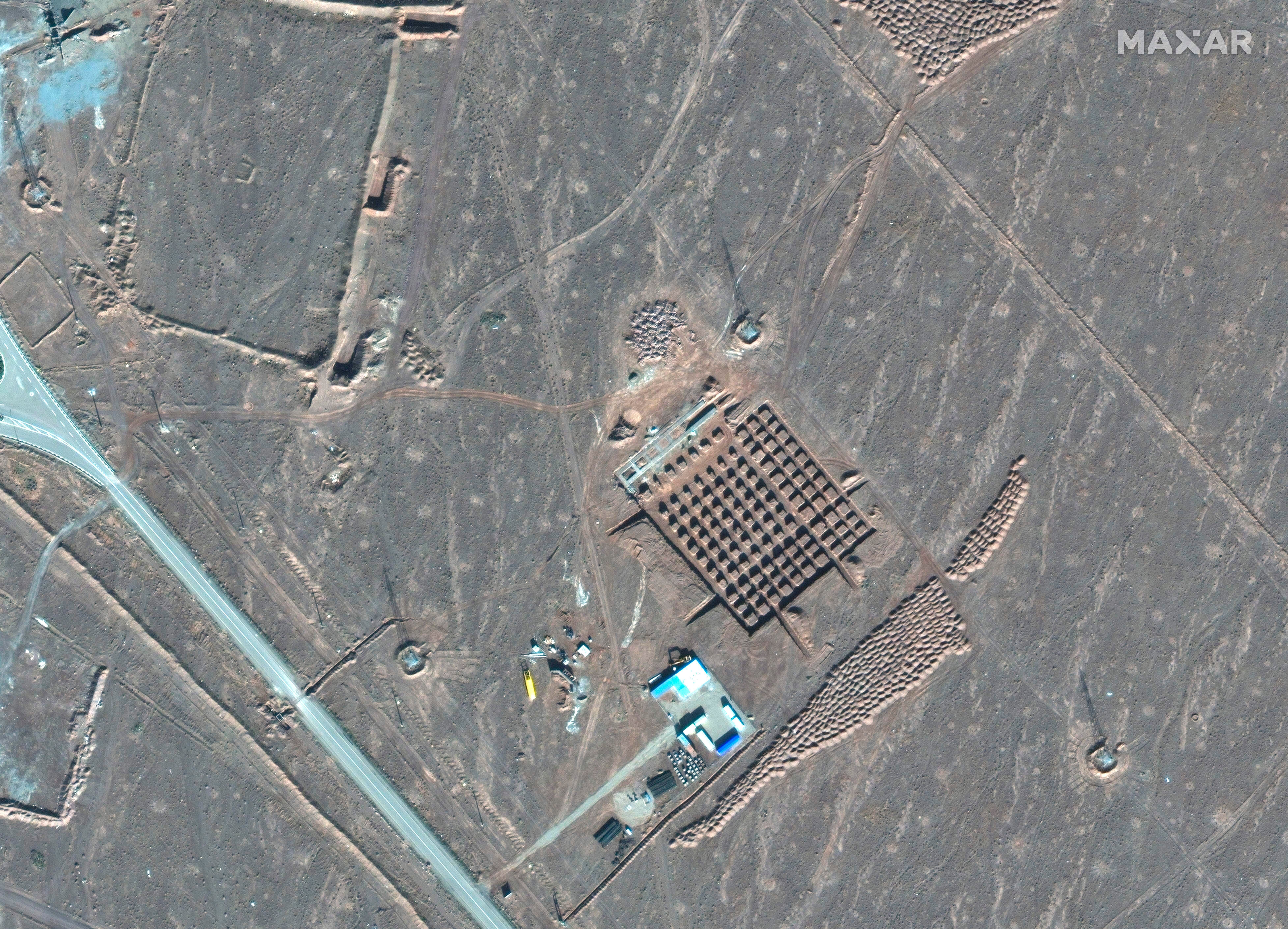 This Dec. 11, 2020, satellite photo by Maxar Technologies shows construction at Iran's Fordo nuclear facility. Iran has begun