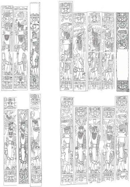 The nobles of the Cocom dynasty as depicted on the walls of the Temple of Jaguars. (Academia)
