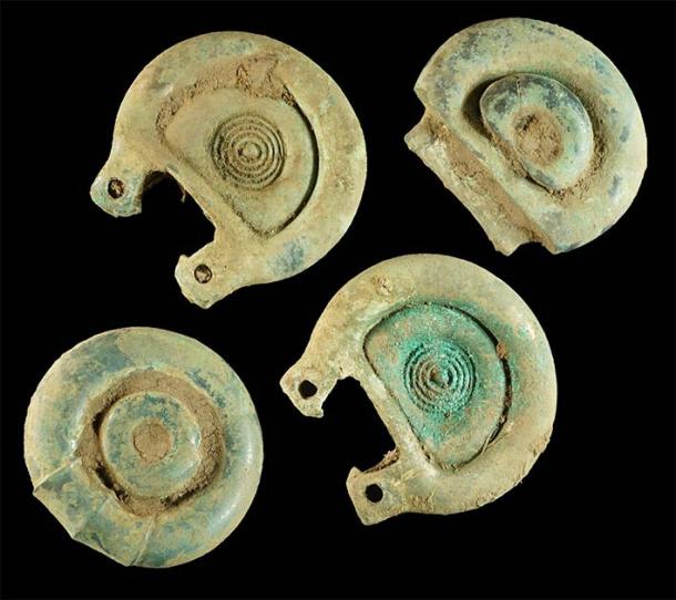Key items from the Bronze Age treasure find in Scotland, thought to be pieces of a Bronze Age horse harness, found by amateur metal detectorist, Mariusz Stepien, in June 2020. (Treasure Trove Scotland)