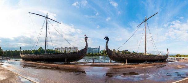 Modern-day legacy of the Rurik dynasty: Panoramic view of two Viking ships on an embankment in Vyborg, Russia. Source: dr_verner / Adobe Stock Modern-day legacy of the Rurik dynasty: Panoramic view of two Viking ships on an embankment in Vyborg, Russia. Source: dr_verner / Adobe Stock