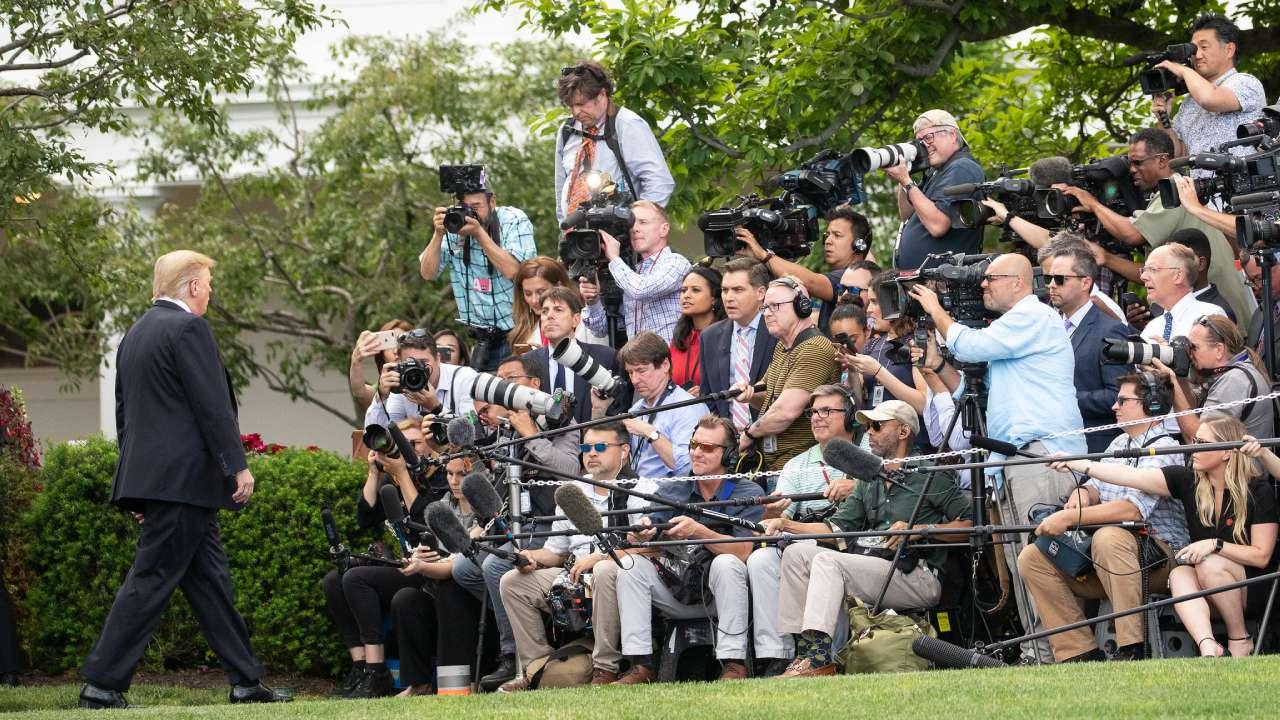 President Donald J. Trump speaks to members of the press on the South Lawn of the White House Monday, May 20, 2019, prior to boarding Marine One to begin his trip to Pennsylvania. (Official White House Photo by Joyce N. Boghosian)