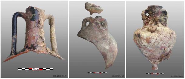 Amphorae recovered from the latest Roman shipwreck to be found. 
