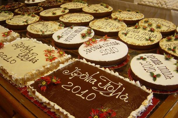 Example of vasilopita New Year’s cakes from 2010. 