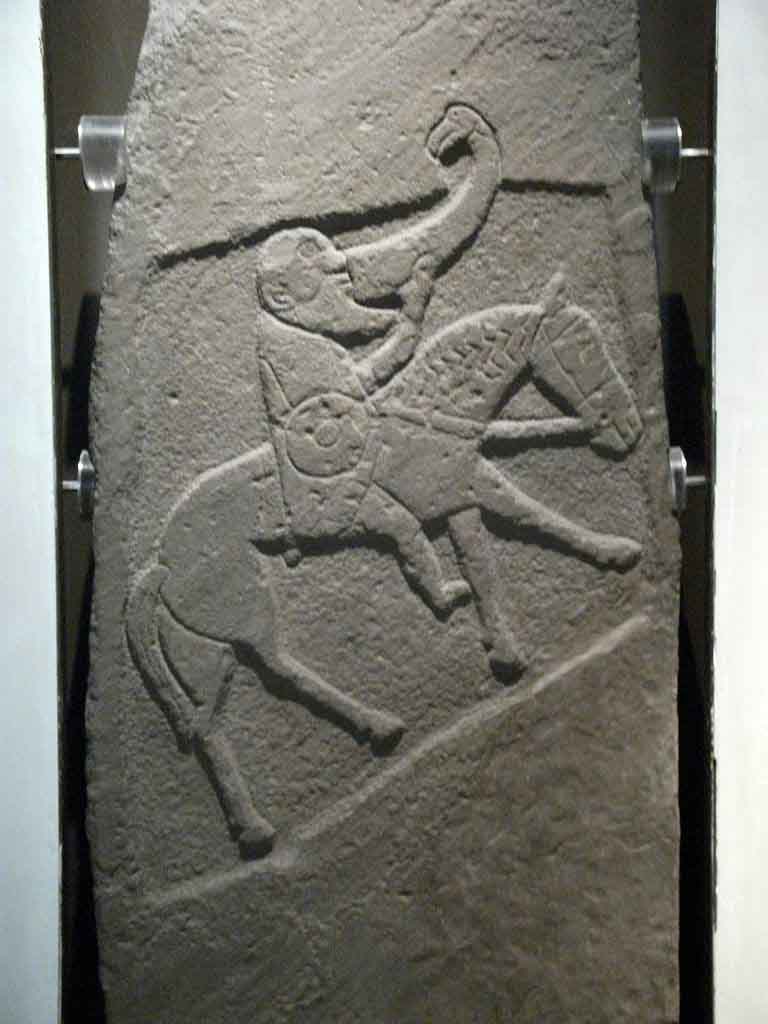 This Pictish stonework, on the famous Bullion Stone in Scotland, is generally thought to depict Drust I on a horse. (Johnbod / CC BY-SA 3.0)