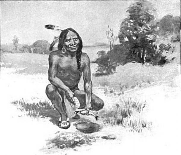 Squanto or Tisquantum teaching the Plymouth colonists to plant corn with fish. (Public Domain)