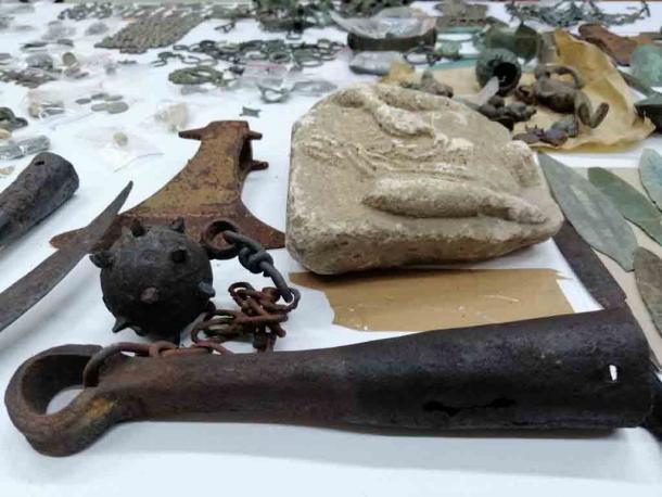 The seized hoard of Serbian artifacts included items from the Bronze Age, the Byzantine period, the Middle Ages, the ancient Slavs and Celts, and even Roman and Greek artifacts. (Serbian Customs)