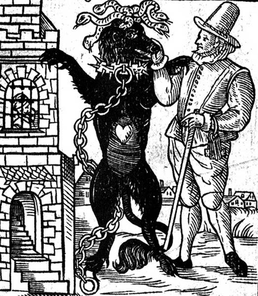 Drawing of the Black Dog of Newgate, from the book ‘The Discovery of a London Monster Called the Black Dog of Newgate,’ published in 1638.