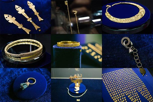 Some of the beautiful adornments found inside the Scythian Empire Arzhan-2 burial mound in the Tuva Republic. (Vera Salnitskaya / The Siberian Times)