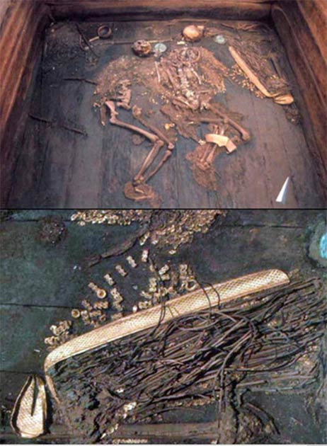 The Scythian Empire king and queen couple were literally found covered in gold. (Vera Salnitskaya / The Siberian Times)