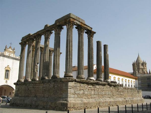 And don't forget the ancient Italians left more than Roman bases across Iberia such as this Roman temple still standing in Evora, Portugal. (ho visto nina volare from Italy / CC BY-SA 2.0)