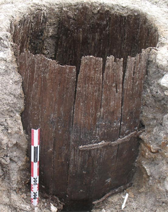 One of the three Roman wine barrels found in Reims, France. (Inrap)