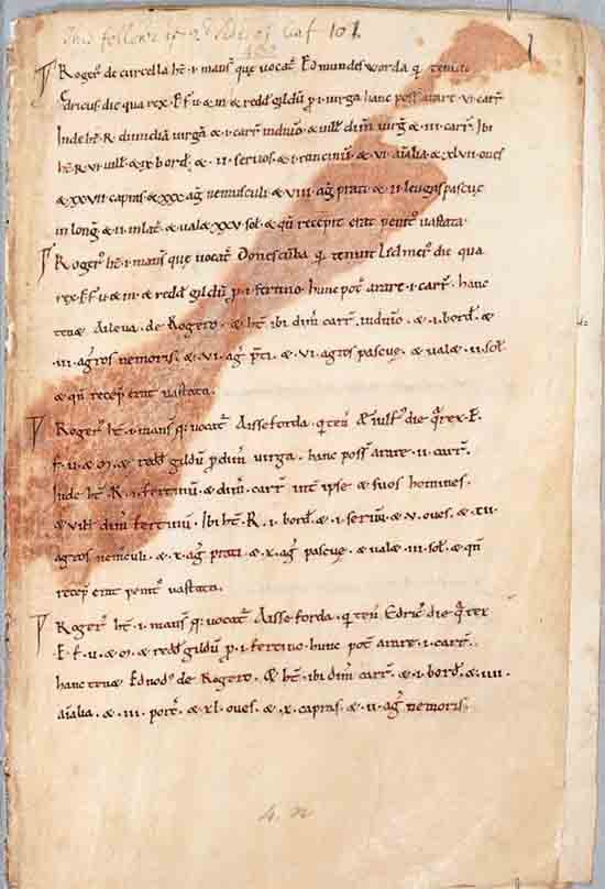 Page in the Exon Domesday. (Exeter Cathedral Library/CC BY 4.0)