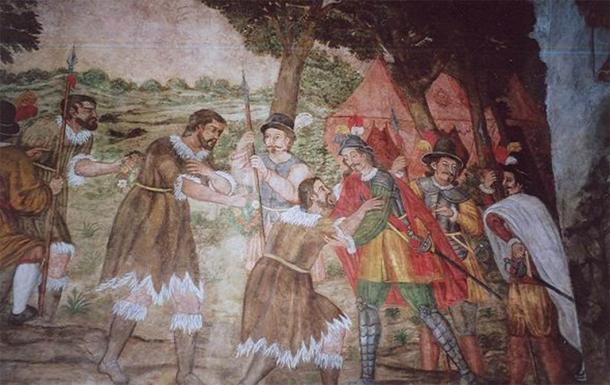 Guanche kings of Tenerife surrendering to Alonso Fernández de Lugo. (Public Domain)
