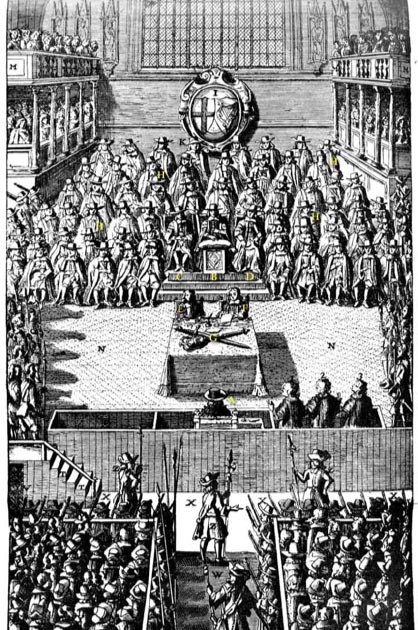 The trial of Charles I on 4 January 1649. (Btphelps / Public Domain)
