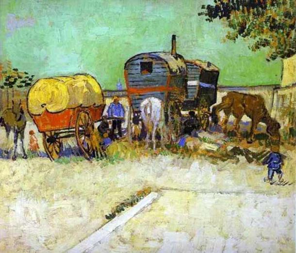 ‘The Caravans - Gypsy Camp near Arles’ by Vincent van Gogh. (Public Domain)