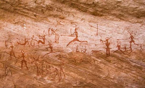 Rock paintings in Tadrart Acacus region of Libya dated from 12,000 BC to 100 AD. (CC BY-SA 2.5) Human and dog history has been linked for a very long time.