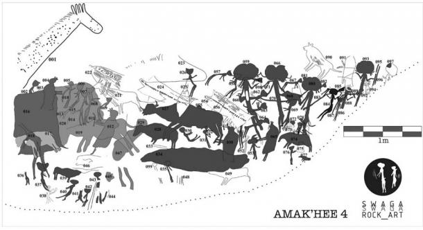 Digital tracing of the Tanzanian paintings at Amak'hee 4