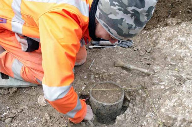 Archaeologists discovered a unique shale object near a Stonehenge grave during excavations being conducted before the construction of a controversial tunnel. (Wessex Archaeology)