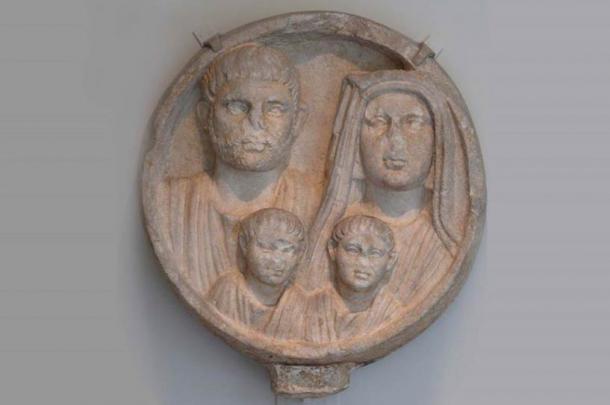 Marriage funerary relief of a Roman family. 2nd - 3rd century AD